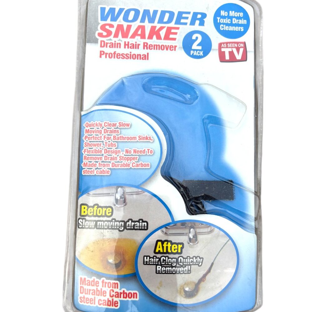 Wonder Snake Professional Drain Hair Remover Durable Carbon Steel Cable 2 PK NEW